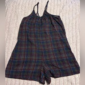 Rainbow plaid romper